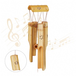 Experience the Serenity of Nature with Our Outdoor Bamboo Wind Chime – Perfect for Gardens, Balconies, and Patios | Durable, Weather-Resistant Design with Carved Wooden Flowers