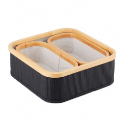 🖤 Elegant Black Bamboo Storage Basket Set of 3 🖤