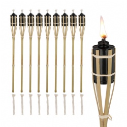 Enhance Your Garden's Evening Appeal with Elegant Bamboo Oil Torches – Rustic Charm Meets Modern Functionality | Perfect for Weddings and Backyard Gatherings