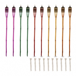 Brighten Up Your Outdoor Events with Hand-Painted Rainbow Bamboo Garden Torches – Perfect for Weddings, BBQs & Gatherings